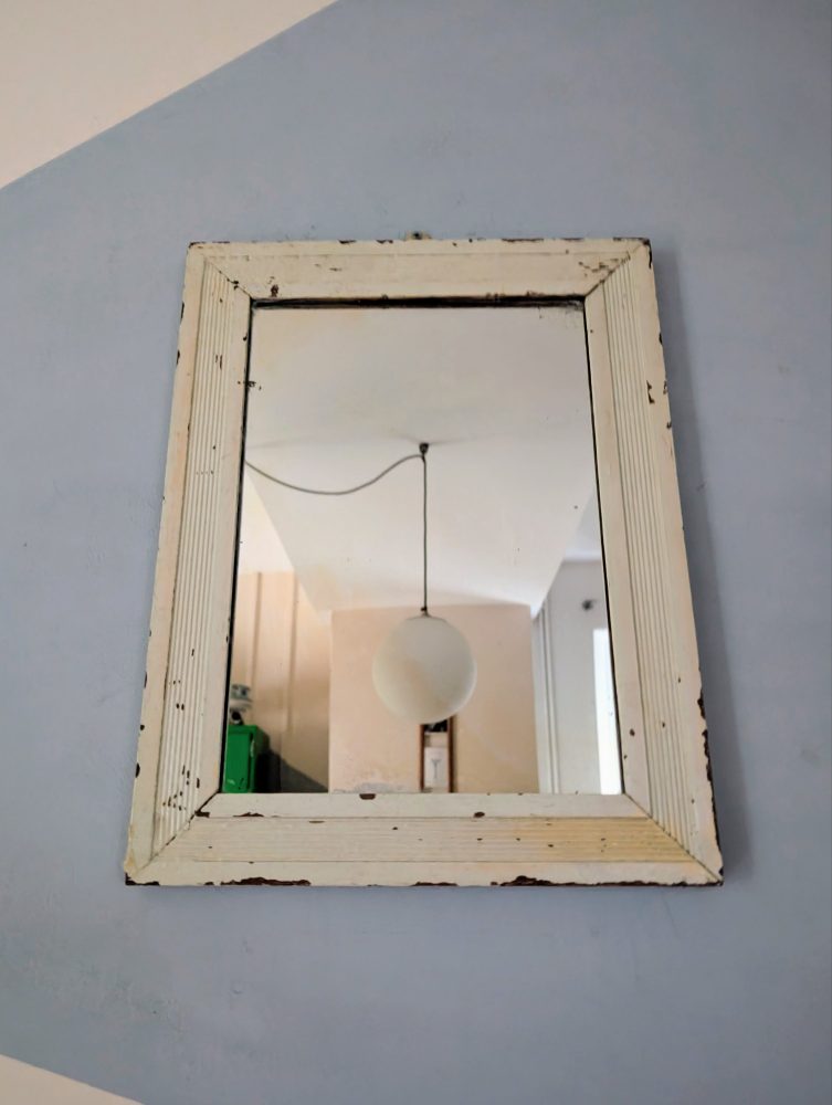 Painted cream distressed vintage mirror - Image 6