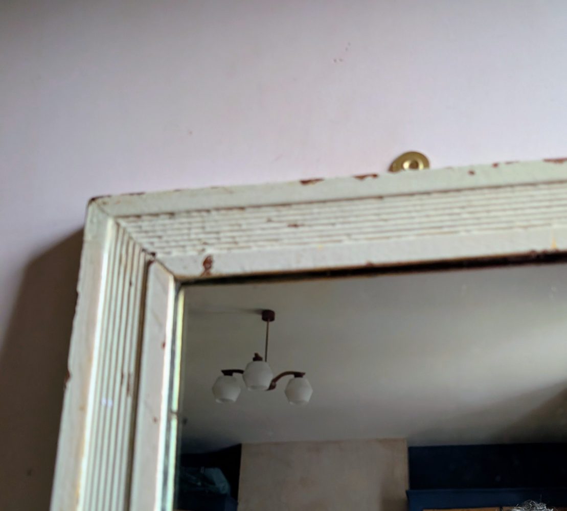 Painted cream distressed vintage mirror - Image 3