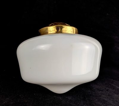 c.1930s small opaline glass pendant light shade with vintage brass gallery
