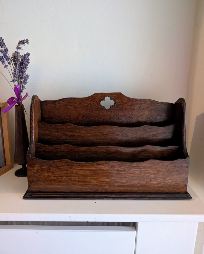 Late Victorian oak letter rack | Oaky Doke Vintage Home