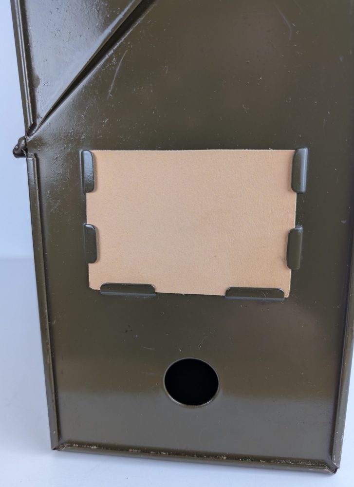 Midcentury green metal box file, vintage office desk tidy, stationery storage shelf, document filing box - Image 10