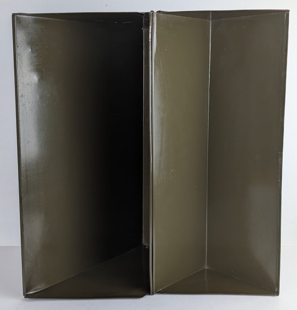 Midcentury green metal box file, vintage office desk tidy, stationery storage shelf, document filing box - Image 4