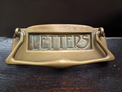 Art Nouveau brass letterbox and knocker c.1908