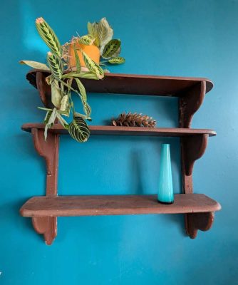 French country cottage painted pine wall shelves