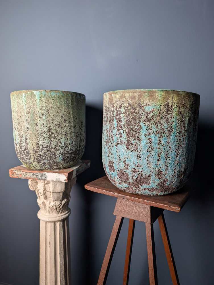 Large weathered plant pot - pair available - Image 9