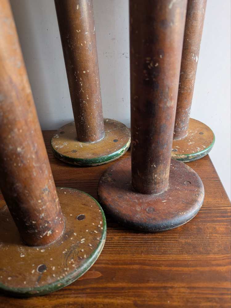Large early 1900s wooden mill bobbins - Image 14