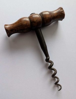 Antique turned wooden handled corkscrew