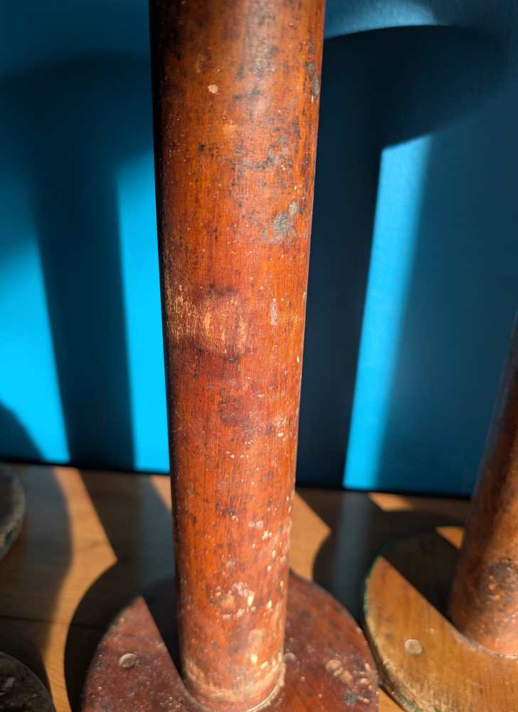 Large early 1900s wooden mill bobbins - Image 8