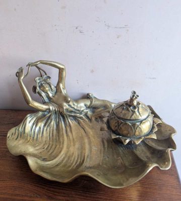 Art Nouveau brass dish