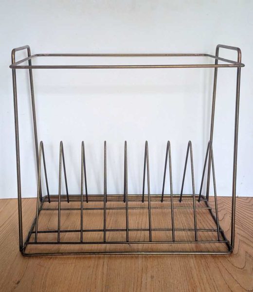 Recid Ralk Midcentury muted brass record rack, storage for 7″ vinyl singles and 12 ...