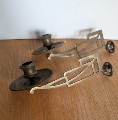Pair of antique brass candle sconces
