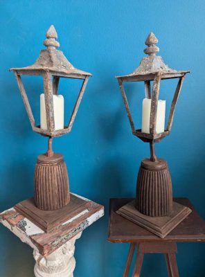 Pair of candle lanterns from Welsh National Opera production of La Bohème