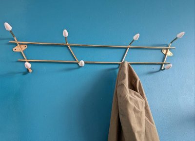 Atomic midcentury brass coat rack