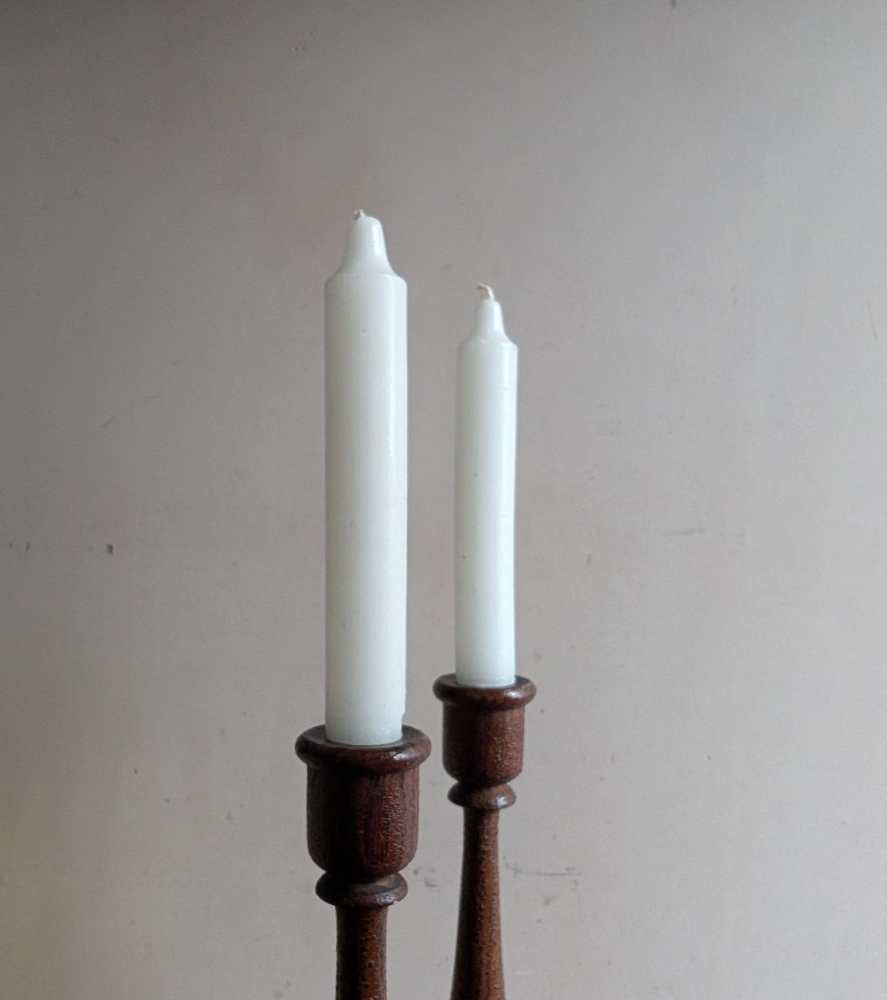 Pair of antique wooden candlesticks with original paintwork - Image 8