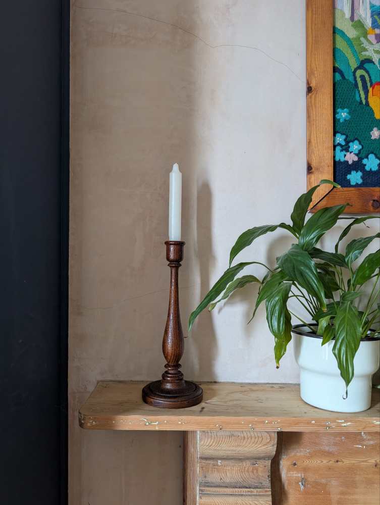 Pair of antique wooden candlesticks with original paintwork - Image 11