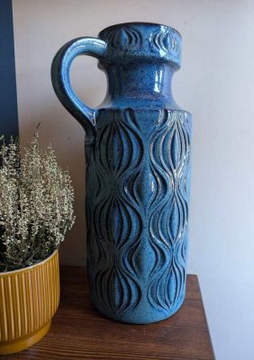 Huge Blue West German Midcentury 'Amsterdam' Vase by Oswald Kleudgen
