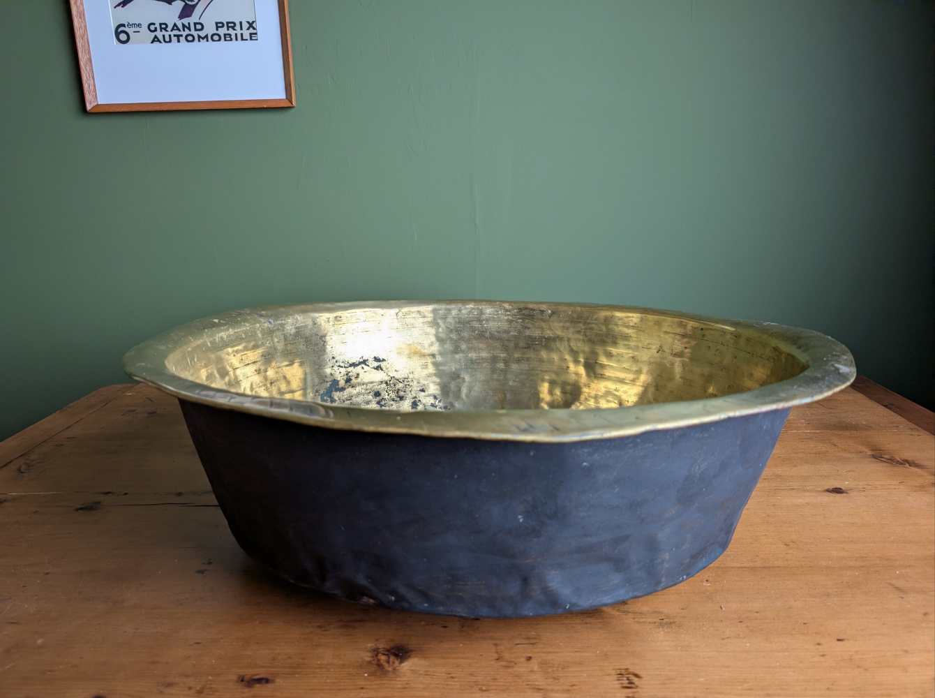 Huge antique deep copper bowl, Channel Islands Bachin - Image 8