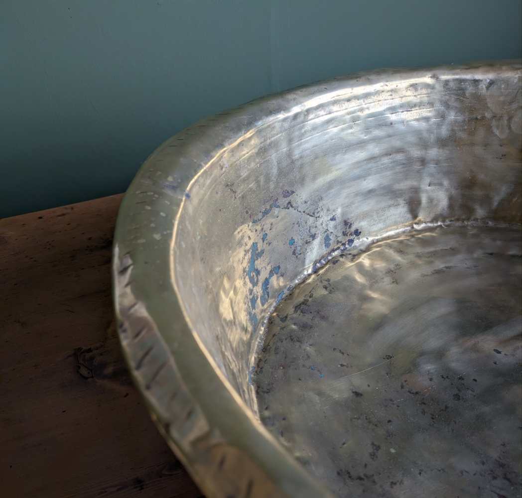 Huge antique deep copper bowl, Channel Islands Bachin - Image 10