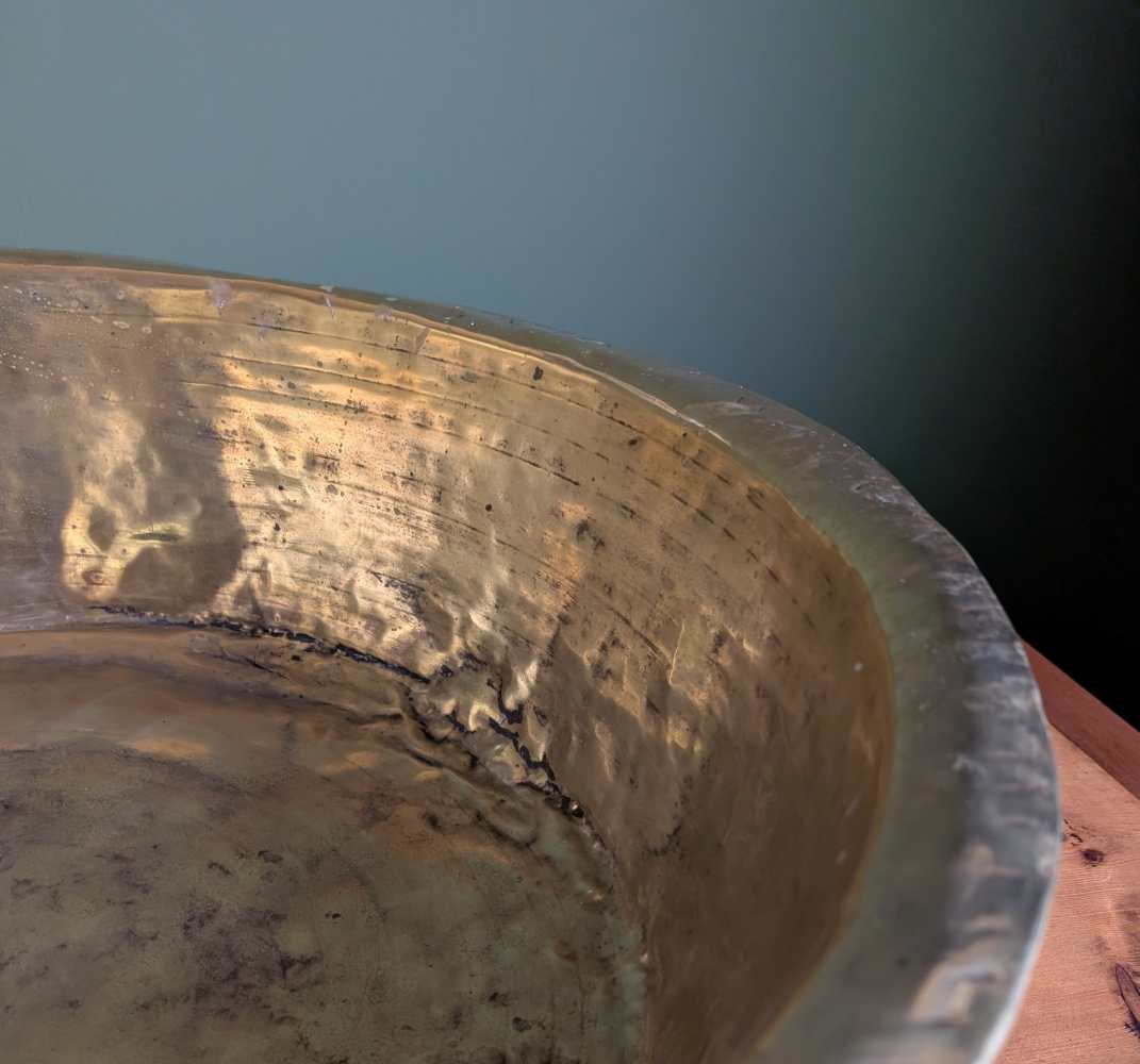 Huge antique deep copper bowl, Channel Islands Bachin - Image 5