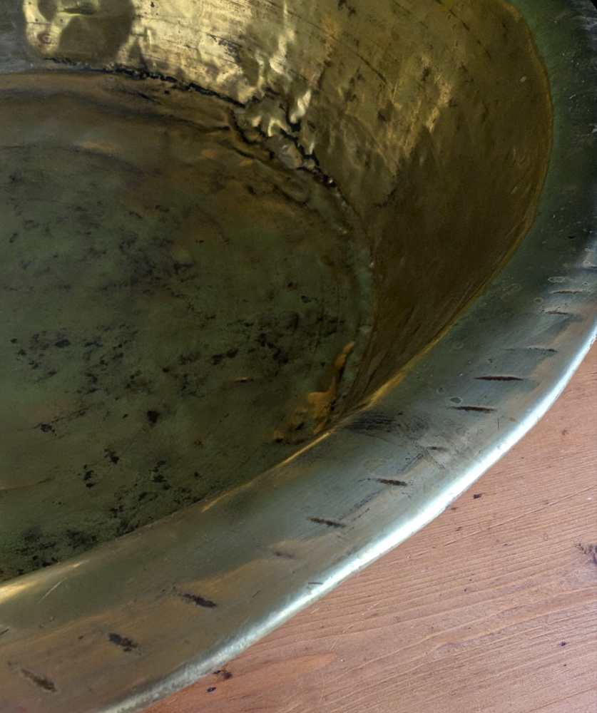 Huge antique deep copper bowl, Channel Islands Bachin - Image 17