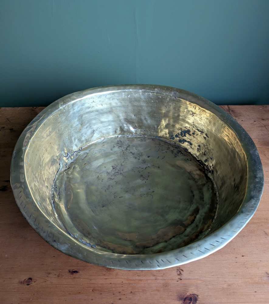 Huge antique deep copper bowl, Channel Islands Bachin - Image 2