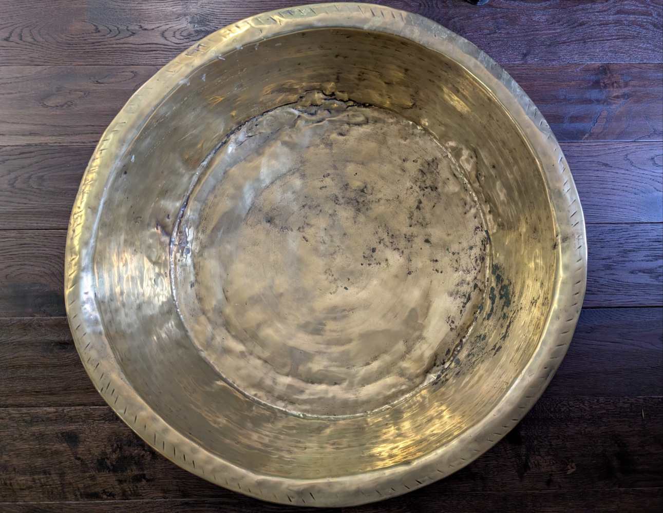 Huge antique deep copper bowl, Channel Islands Bachin - Image 9