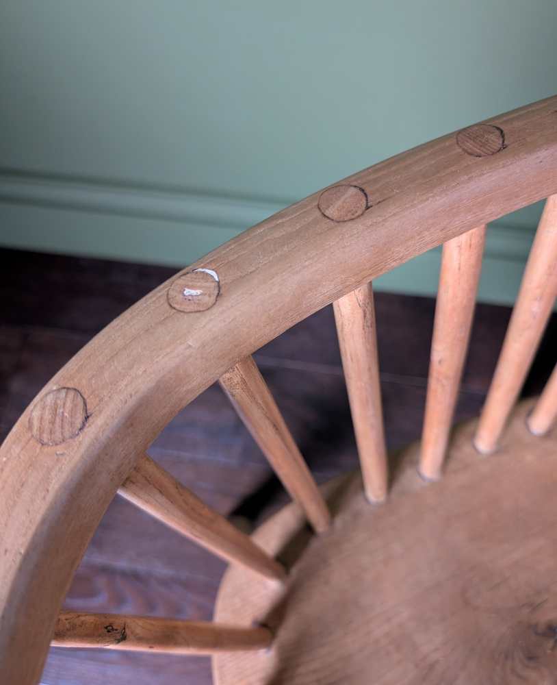 19th century bow back light Elm and Ash Windsor chair by George Wilson of Grantham - Image 7