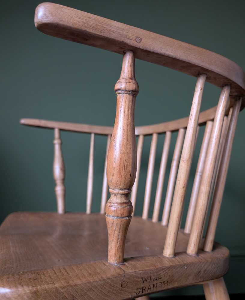 19th century bow back light Elm and Ash Windsor chair by George Wilson of Grantham - Image 9