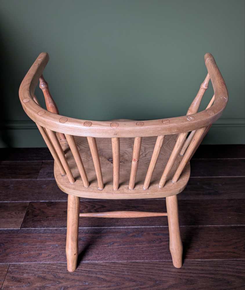 19th century bow back light Elm and Ash Windsor chair by George Wilson of Grantham - Image 18