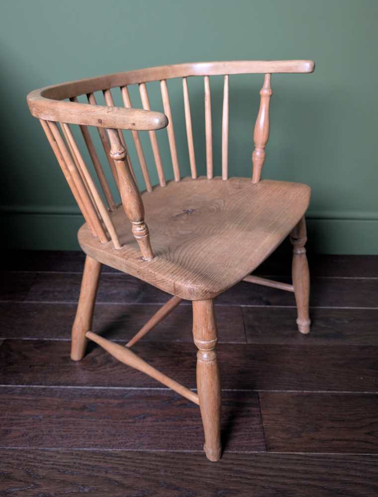 19th century bow back light Elm and Ash Windsor chair by George Wilson of Grantham - Image 4
