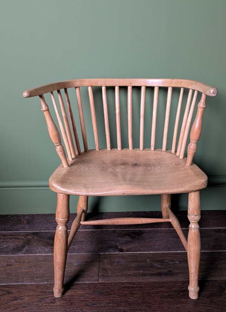 19th century bow back light Elm and Ash Windsor chair by George Wilson of Grantham - Image 2
