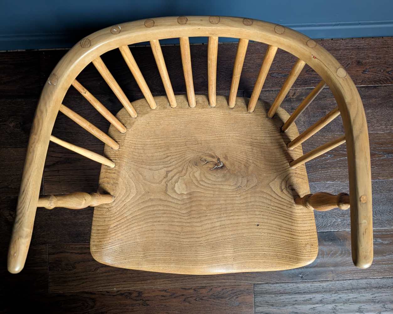 19th century bow back light Elm and Ash Windsor chair by George Wilson of Grantham - Image 8