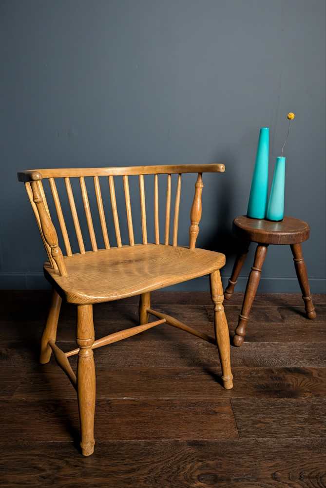 19th century bow back light Elm and Ash Windsor chair by George Wilson of Grantham - Image 6