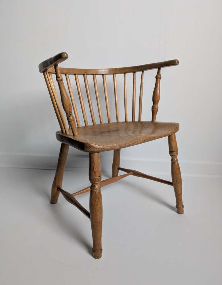 19th century bow back light Elm and Ash Windsor chair by George Wilson of Grantham - Image 10