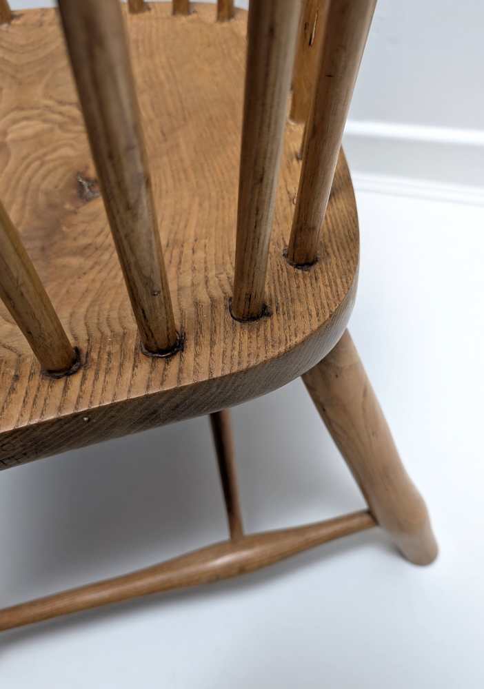 19th century bow back light Elm and Ash Windsor chair by George Wilson of Grantham - Image 11