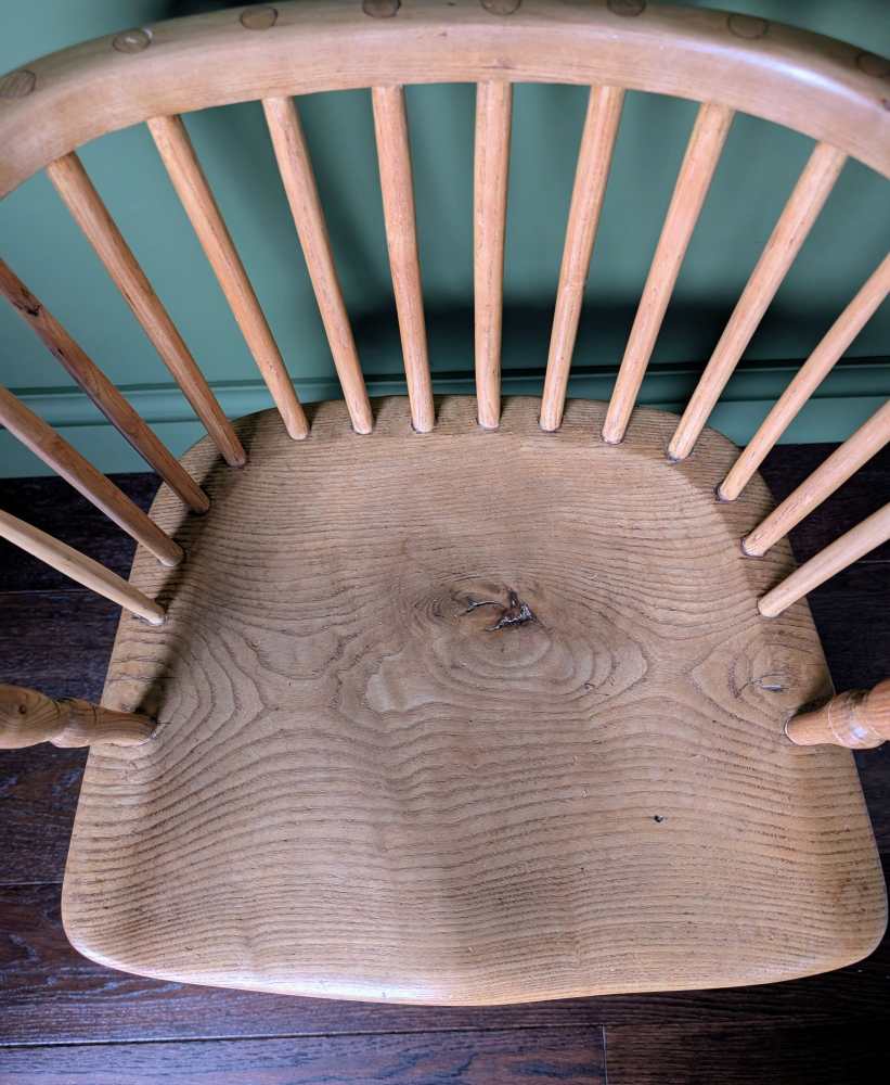 19th century bow back light Elm and Ash Windsor chair by George Wilson of Grantham - Image 15