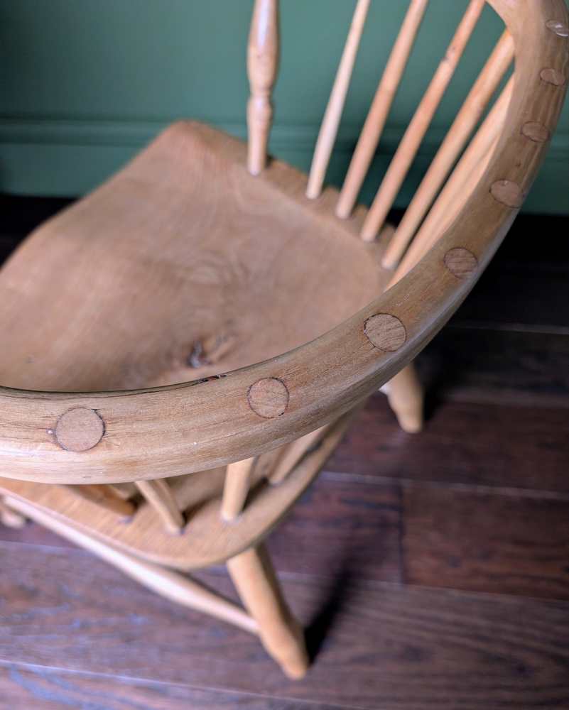 19th century bow back light Elm and Ash Windsor chair by George Wilson of Grantham - Image 12