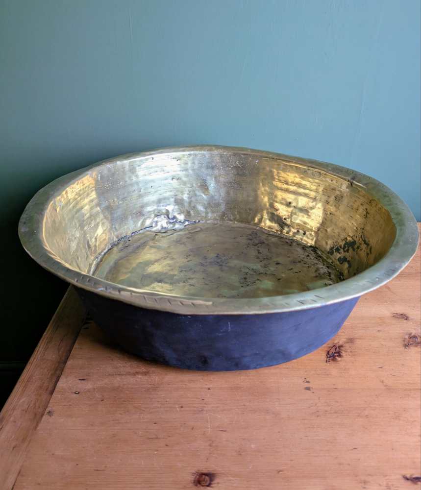 Huge antique deep copper bowl, Channel Islands Bachin - Image 12