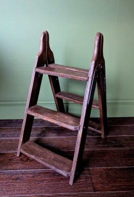 Unique 3 step early century folding stepladder