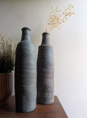 Pair of 18th century French stoneware bottles