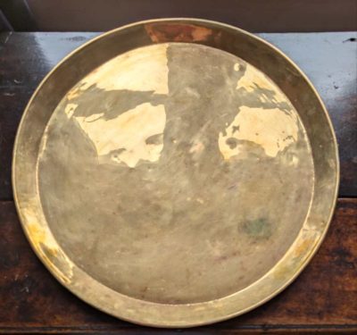 Huge round brass vintage tray
