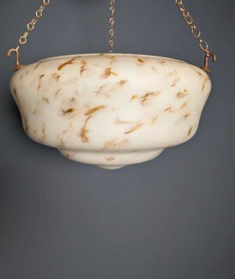 c.1930s Art Deco mottled opaline glass 'fly catcher' pendant light shade