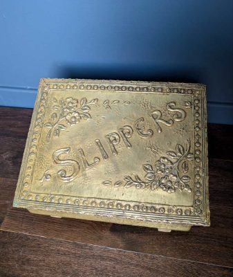 Arts and Crafts antique hammered copper slippers box