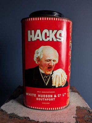 1960s shop Hacks throat sweets tin
