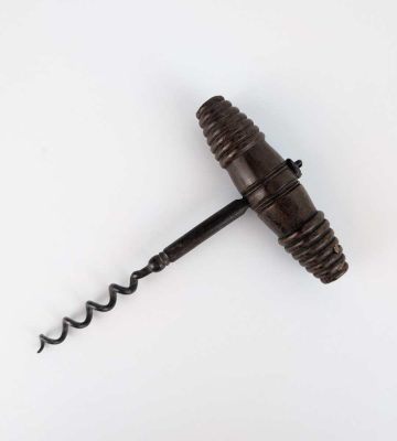 Antique ring turned wooden handled corkscrew