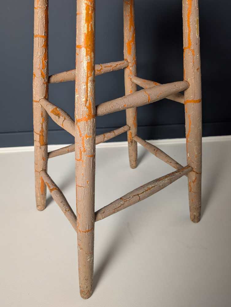 Tall orange stool with cracked paintwork - Image 10