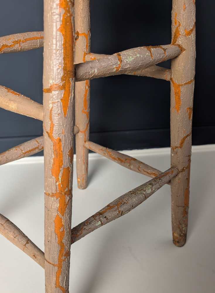 Tall orange stool with cracked paintwork - Image 2