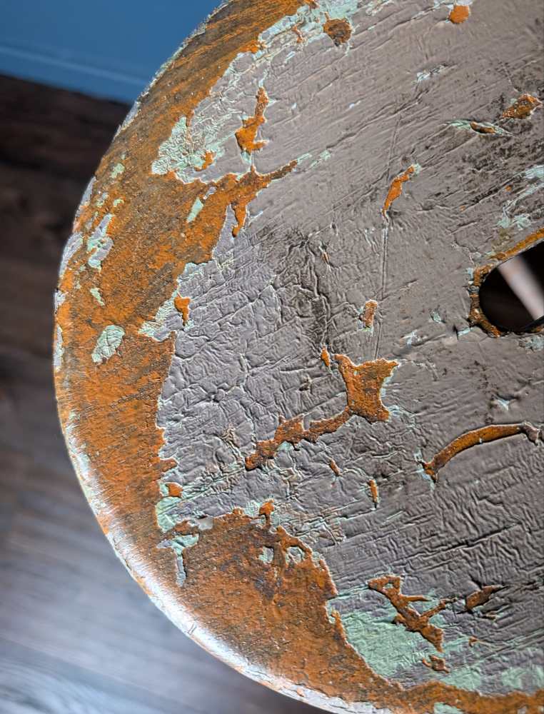 Tall orange stool with cracked paintwork - Image 15