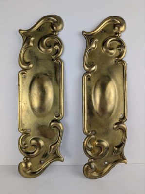 Pair of Art Nouveau brass door push plates