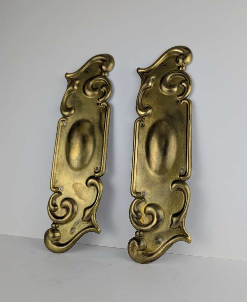 Pair of Art Nouveau brass door push plates - Image 5